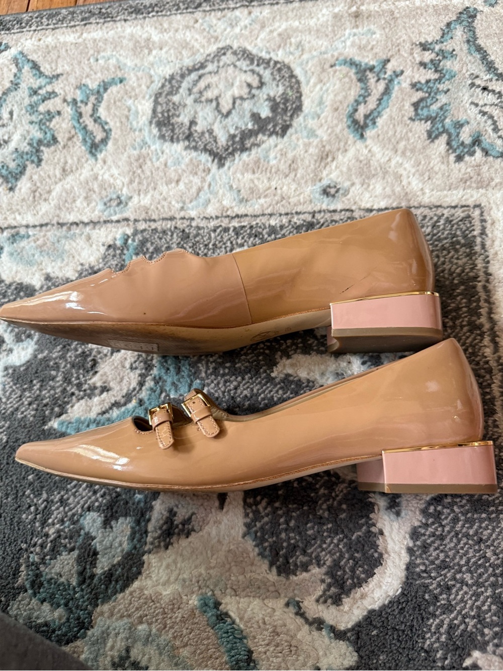 Michael Kors Nude Patent Pointed Mary Jane Flats with Double Straps - Picture 3 of 4